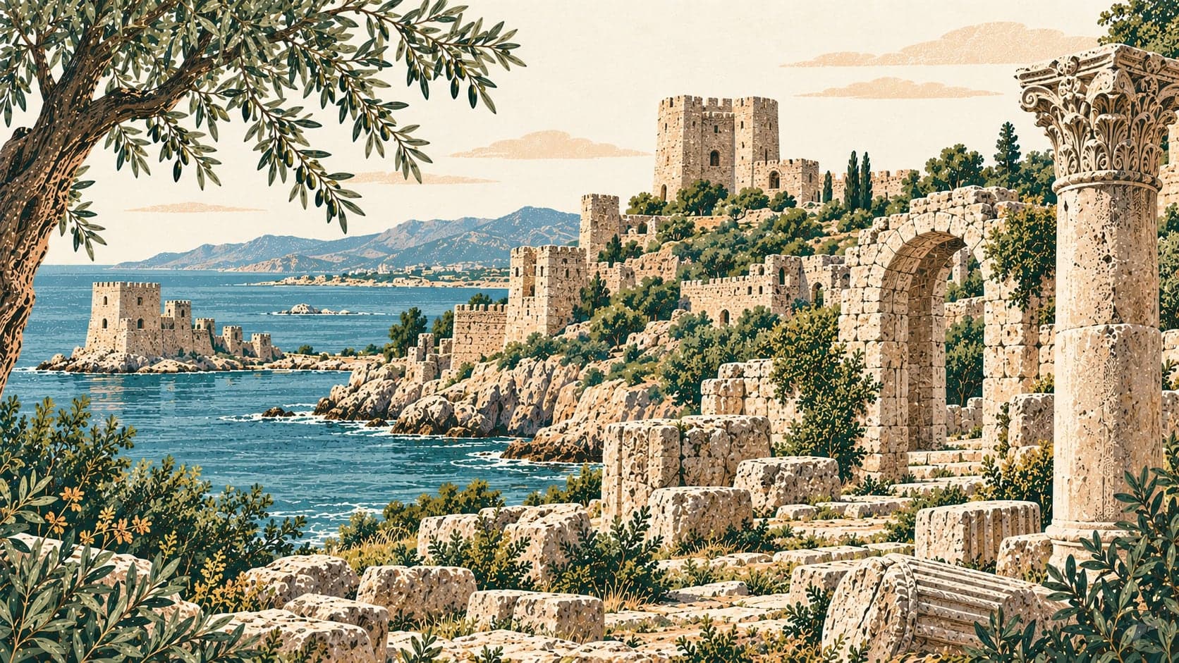 Illustration of Korykos Ancient City, Mersin