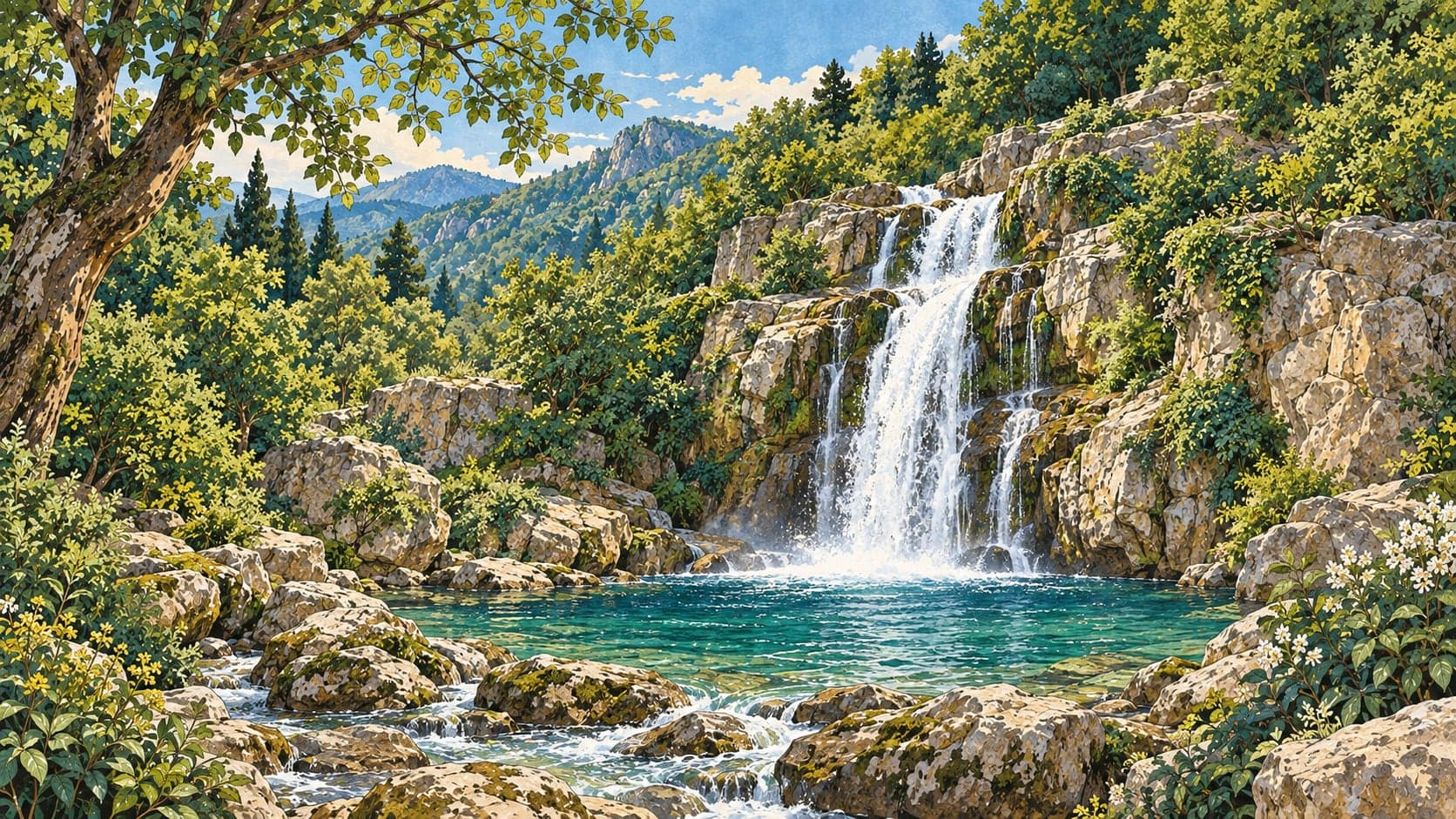 Küreklidere Waterfall çizimi, Bursa