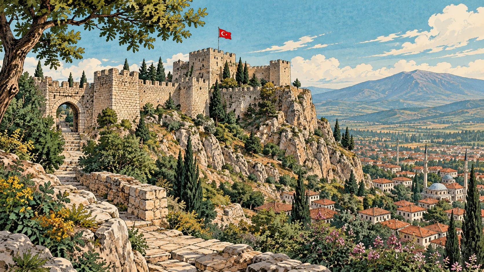 Illustration of Kütahya Castle, Kütahya