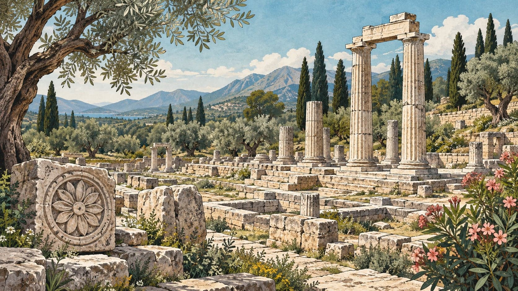 Illustration of Lagina Archaeological Site, Muğla