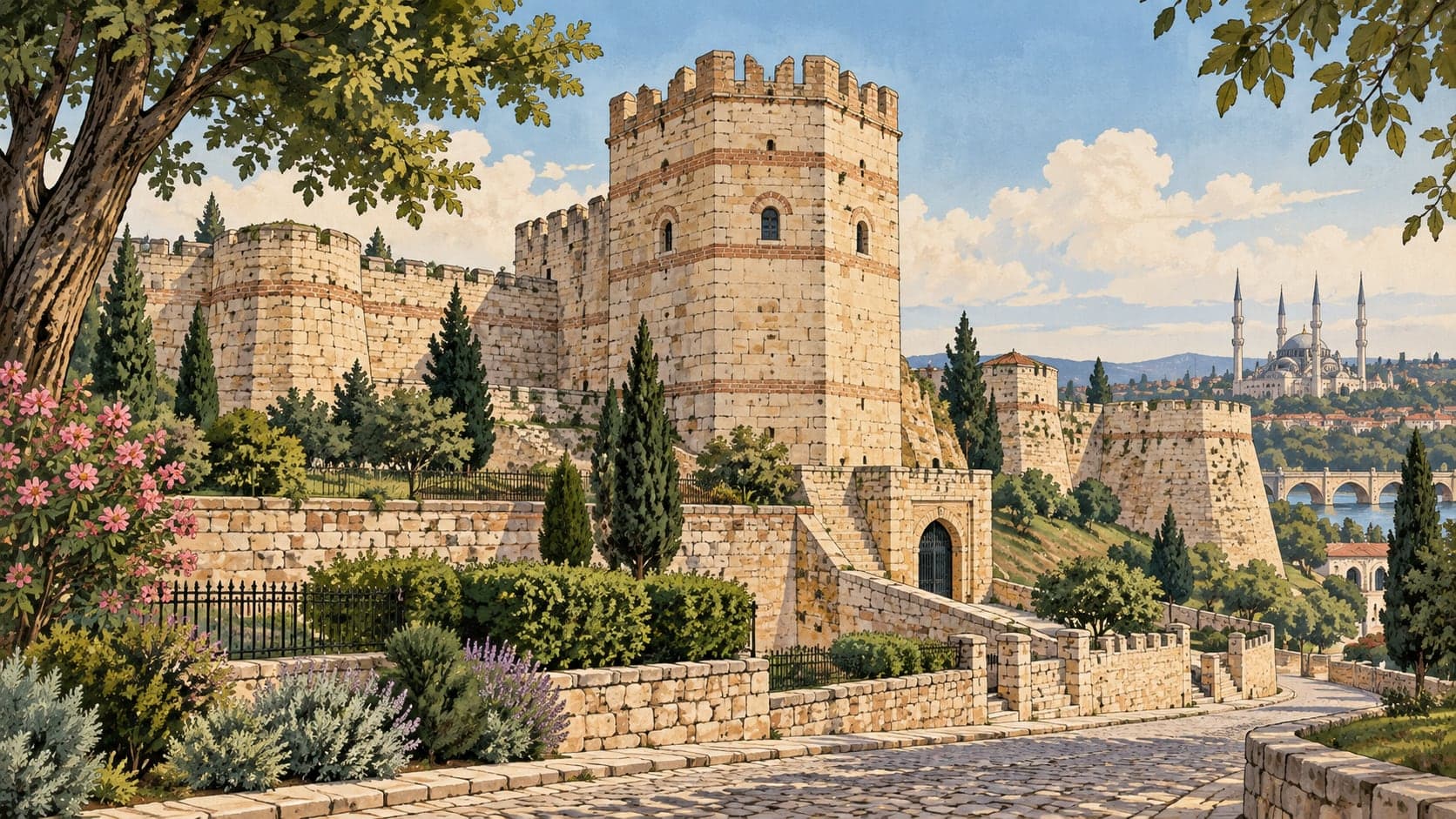 Illustration of Macedonian Tower, Edirne