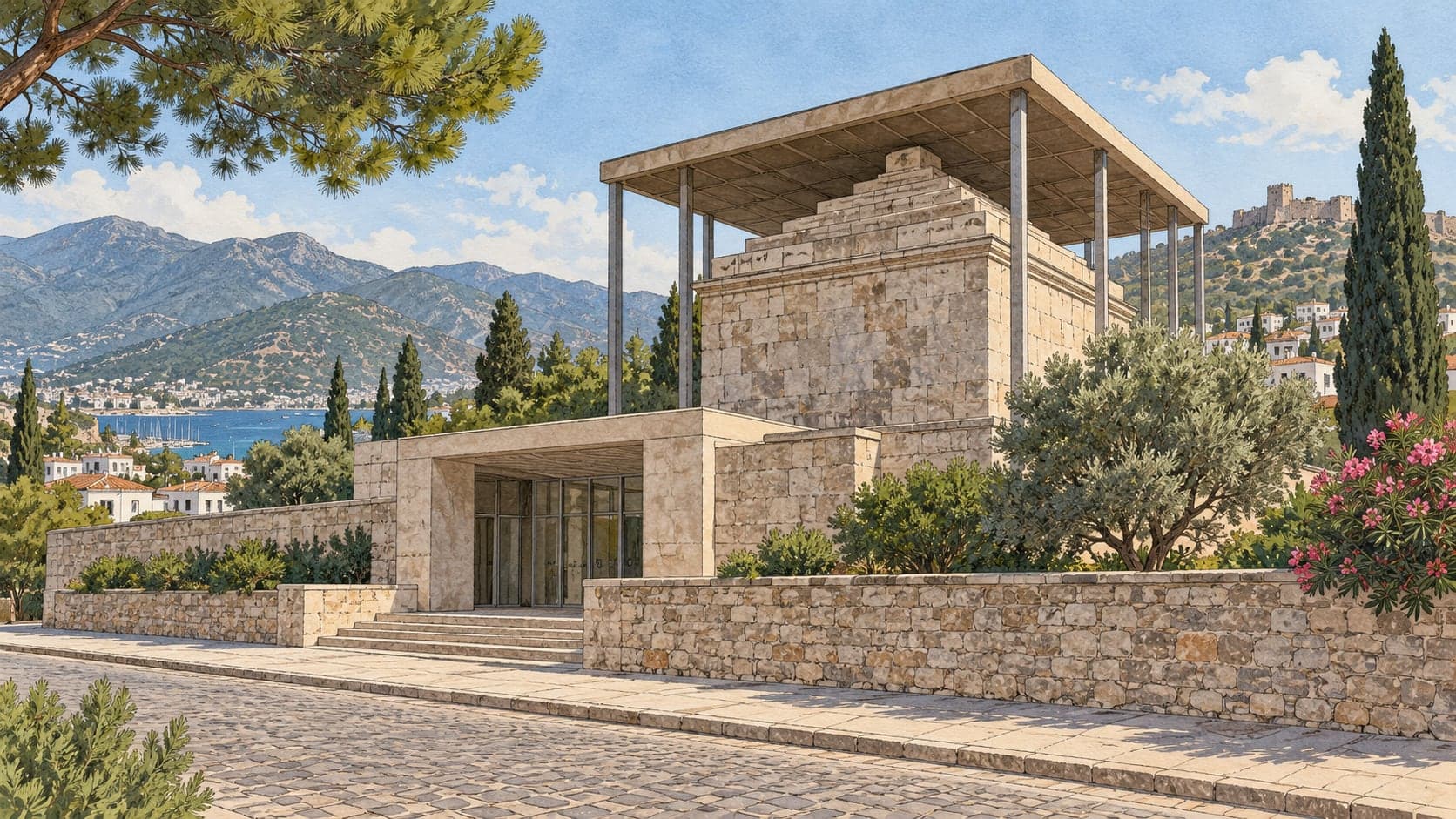 Illustration of Mausoleum at Halicarnassus, Muğla