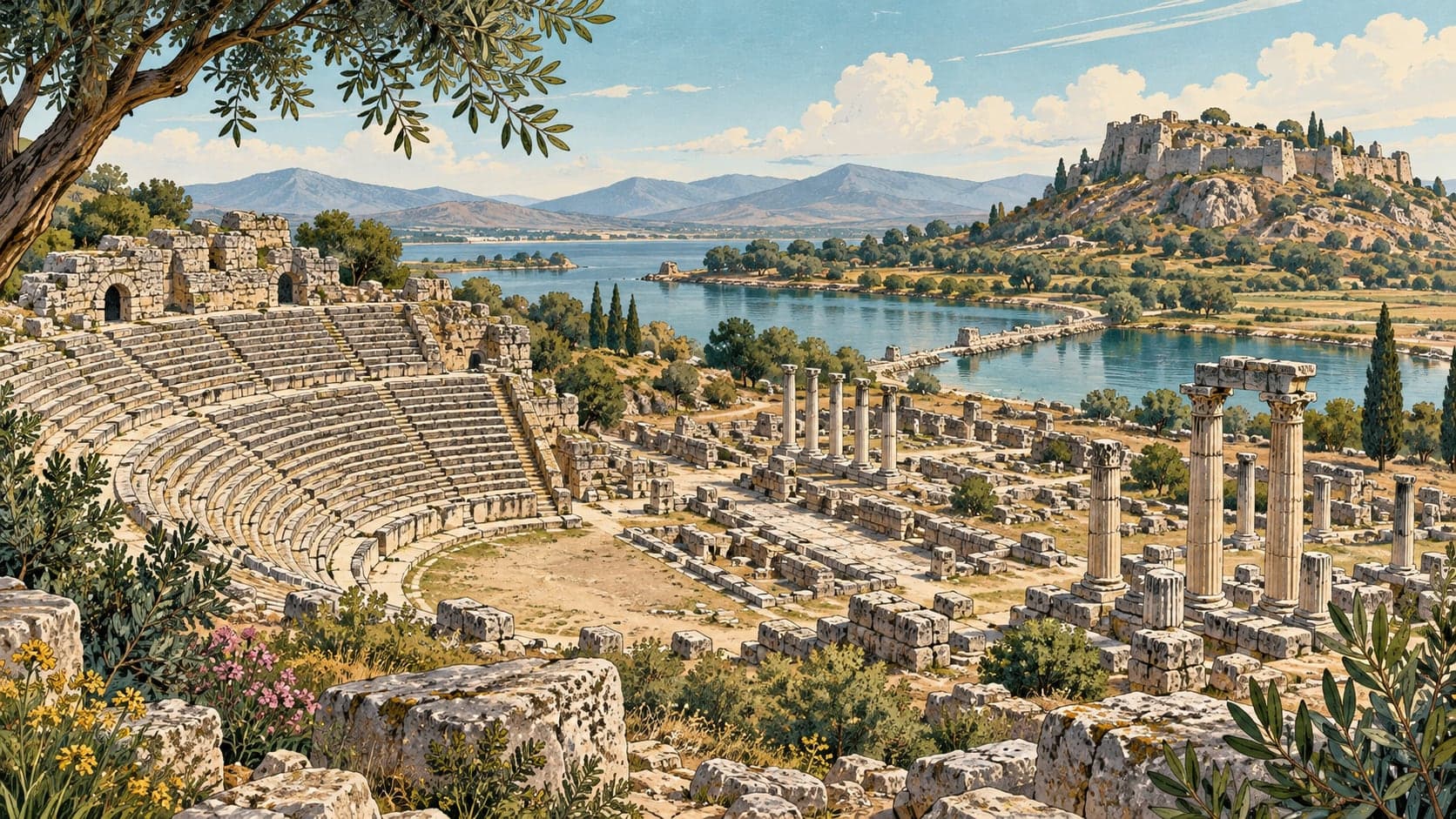 Illustration of Miletus Archaeological Site, Aydın