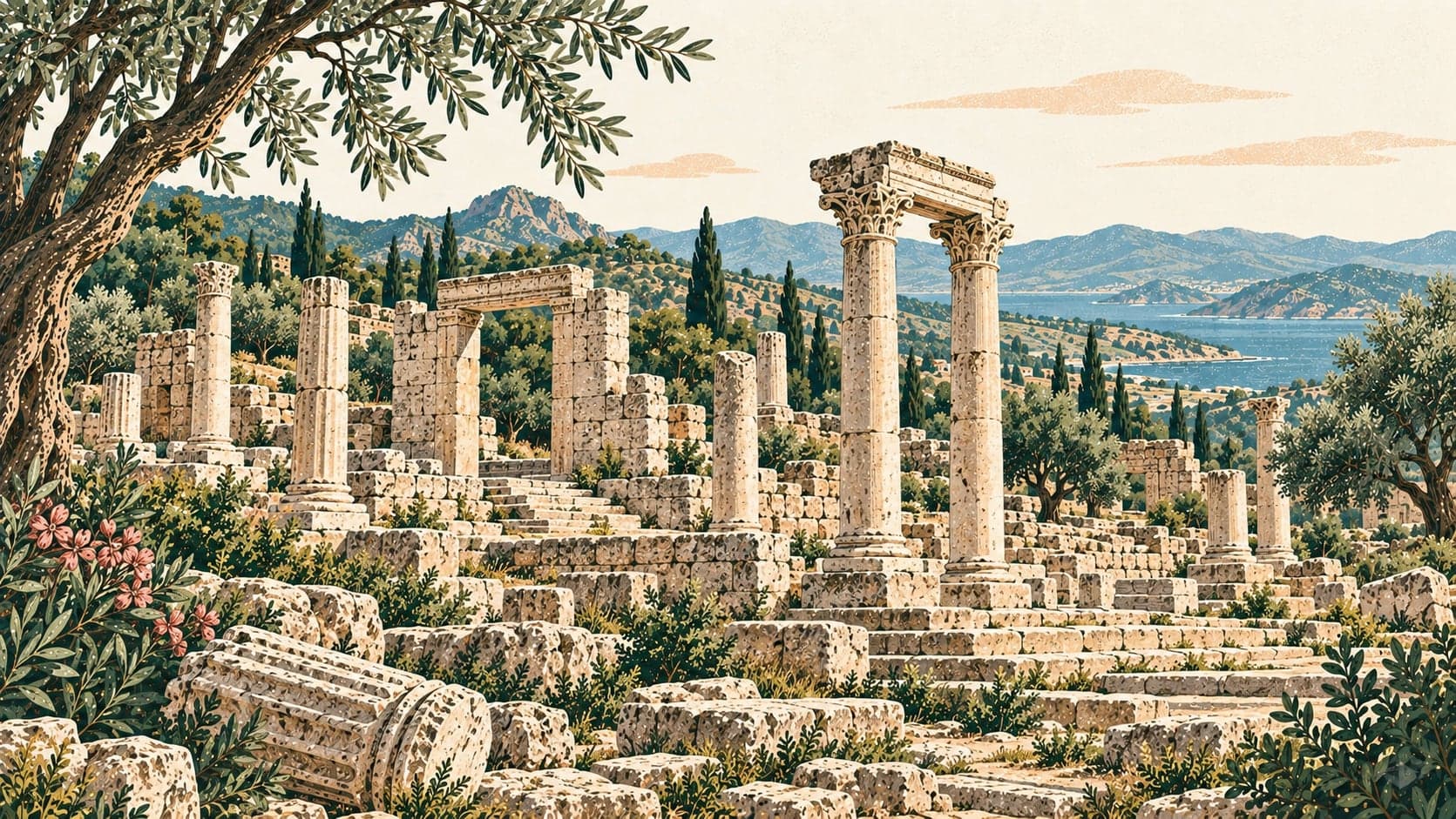 Illustration of Mobolla Ancient City, Muğla