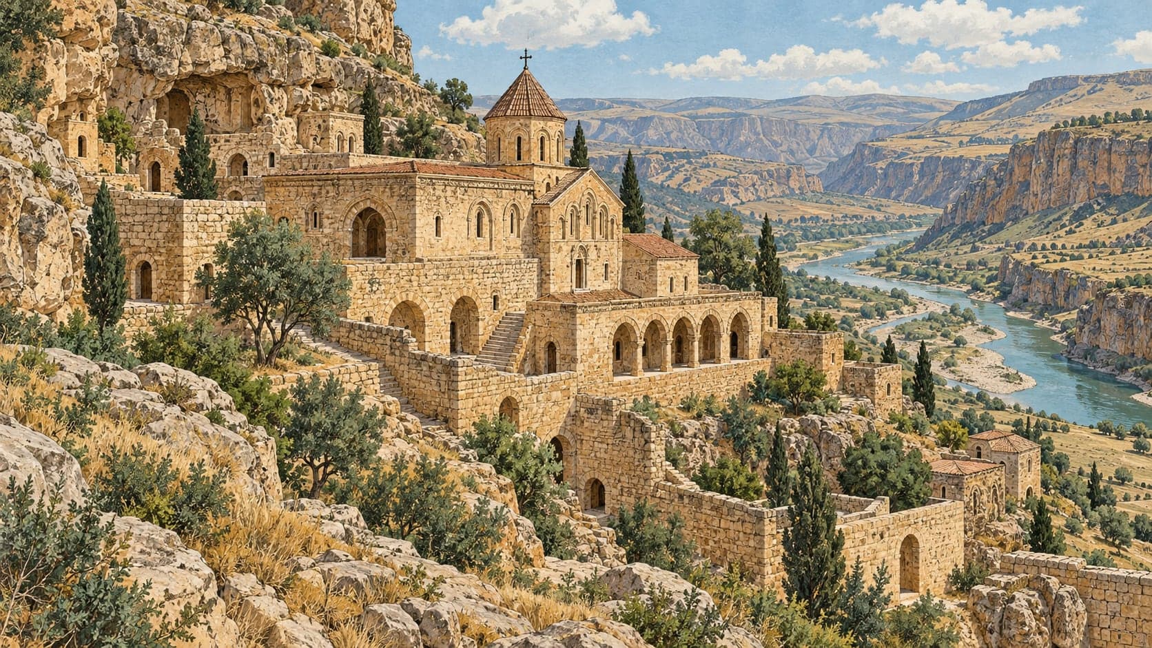 Illustration of Mor Aho Monastery, Batman
