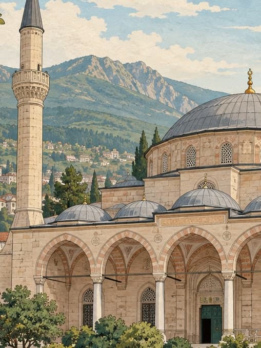 Illustration of Muradiye Mosque, Bursa