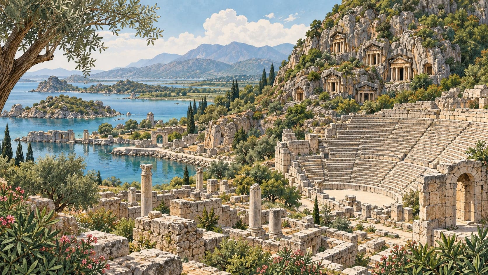 Illustration of Myra Archaeological Site, Antalya