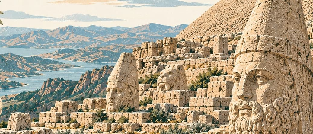 Illustration of Nemrut Archaeological Site, Adıyaman