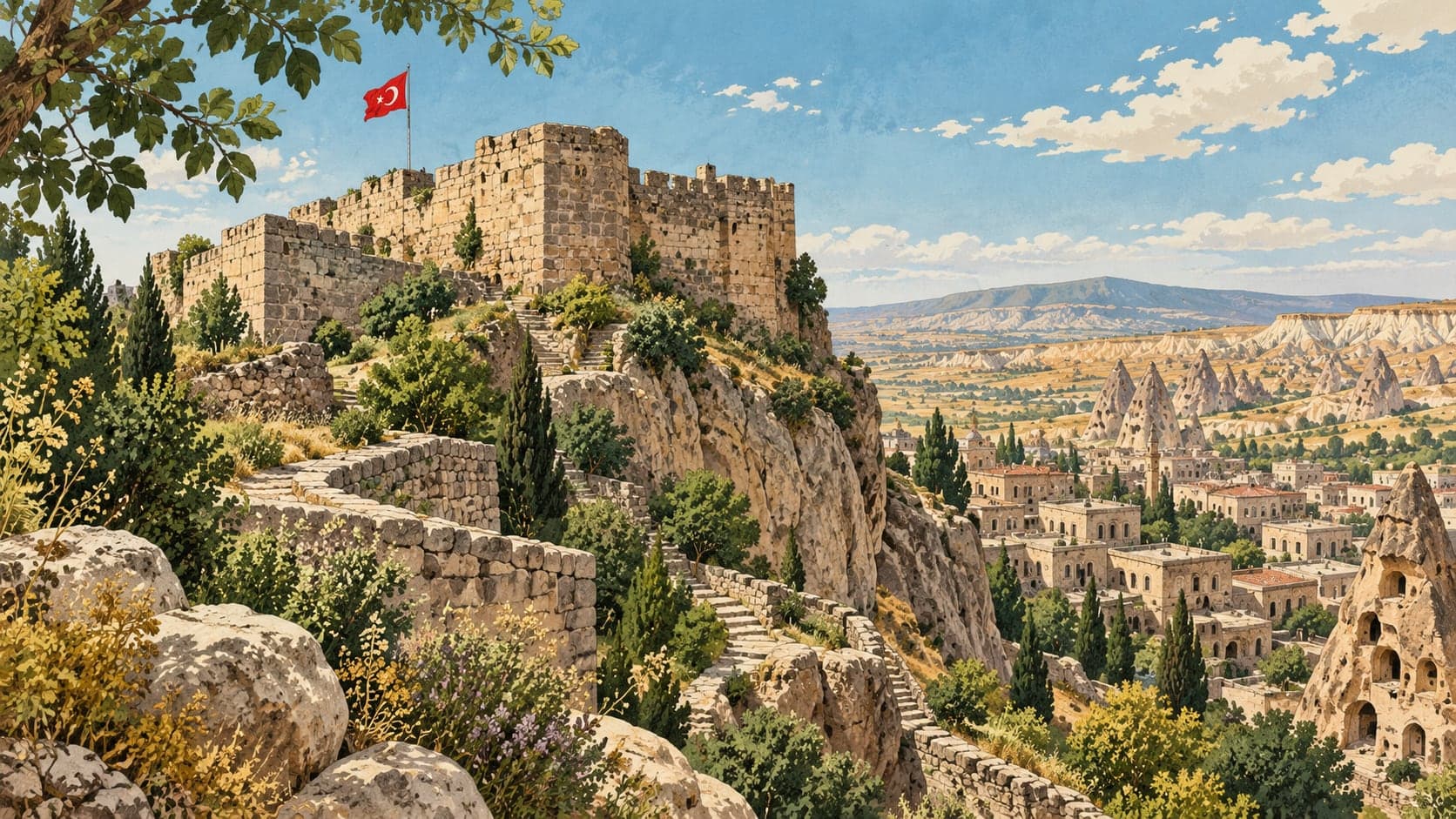 Illustration of Nevşehir Castle, Nevşehir