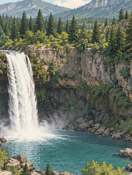 Illustration of Obruk Waterfall Nature Park, Adana