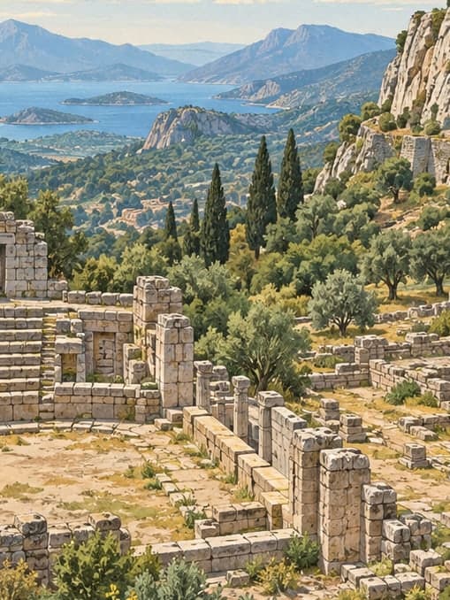 Illustration of Pınara Archaeological Site, Muğla