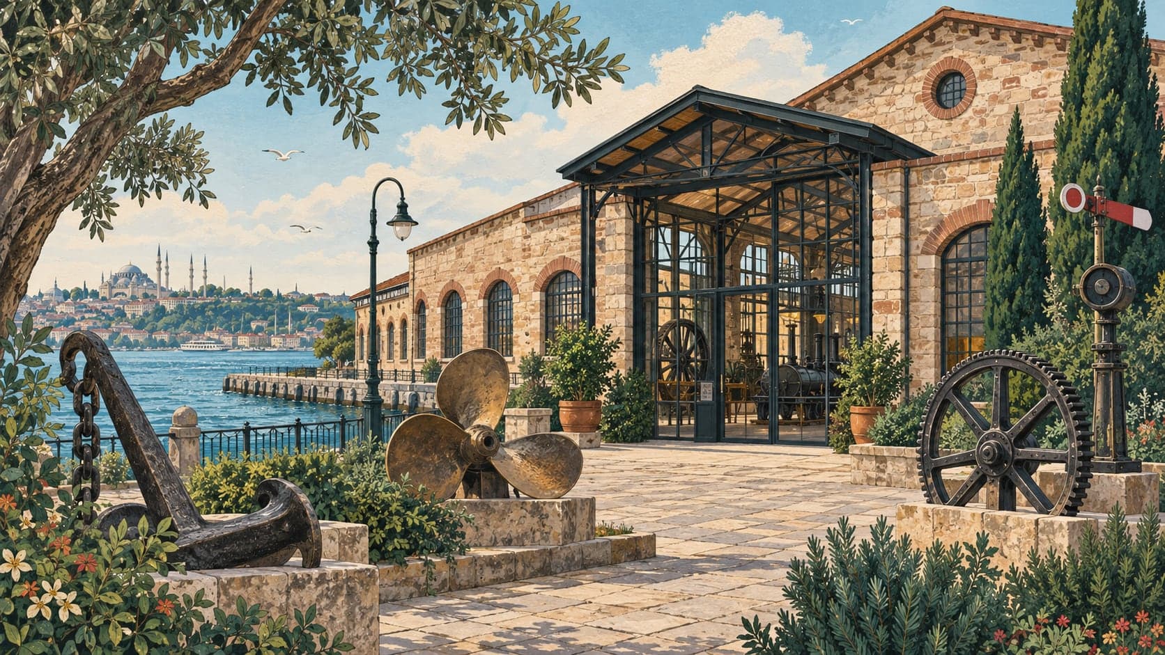 Illustration of Rahmi M. Koç Industry Museum, İstanbul
