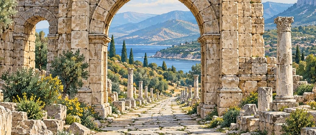 Illustration of Roman Road and Gate (Sağlıklı), Mersin