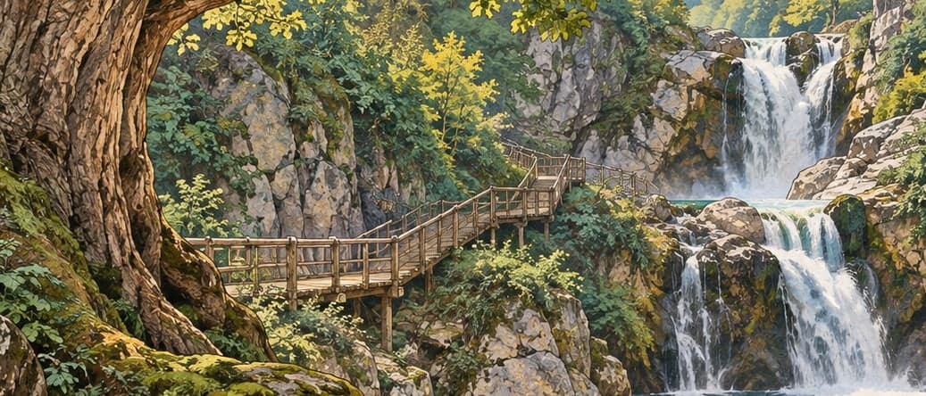 Illustration of Samandere Waterfall Natural Monument, Düzce