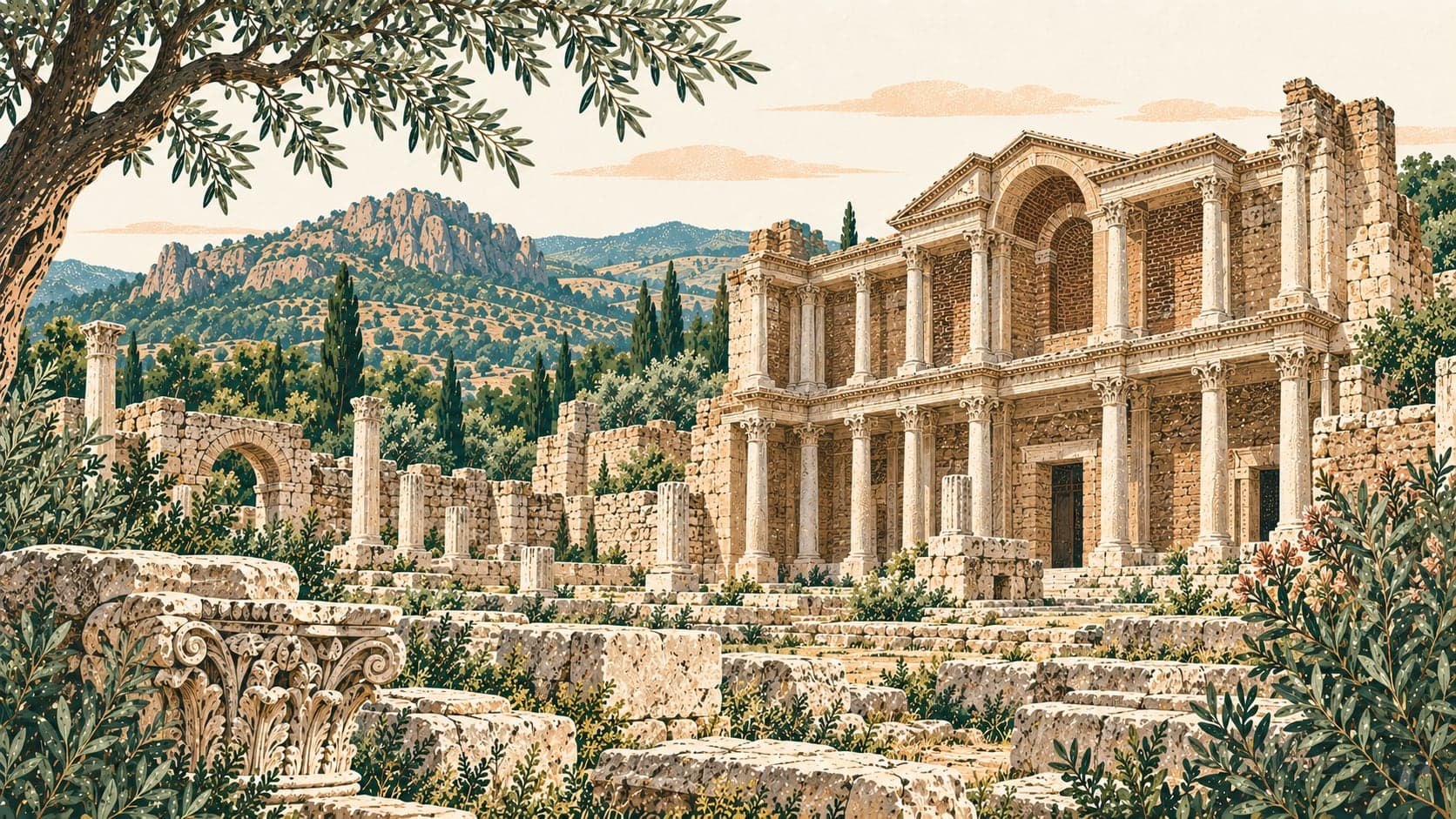 Illustration of Sardes Archaeological Site, Manisa