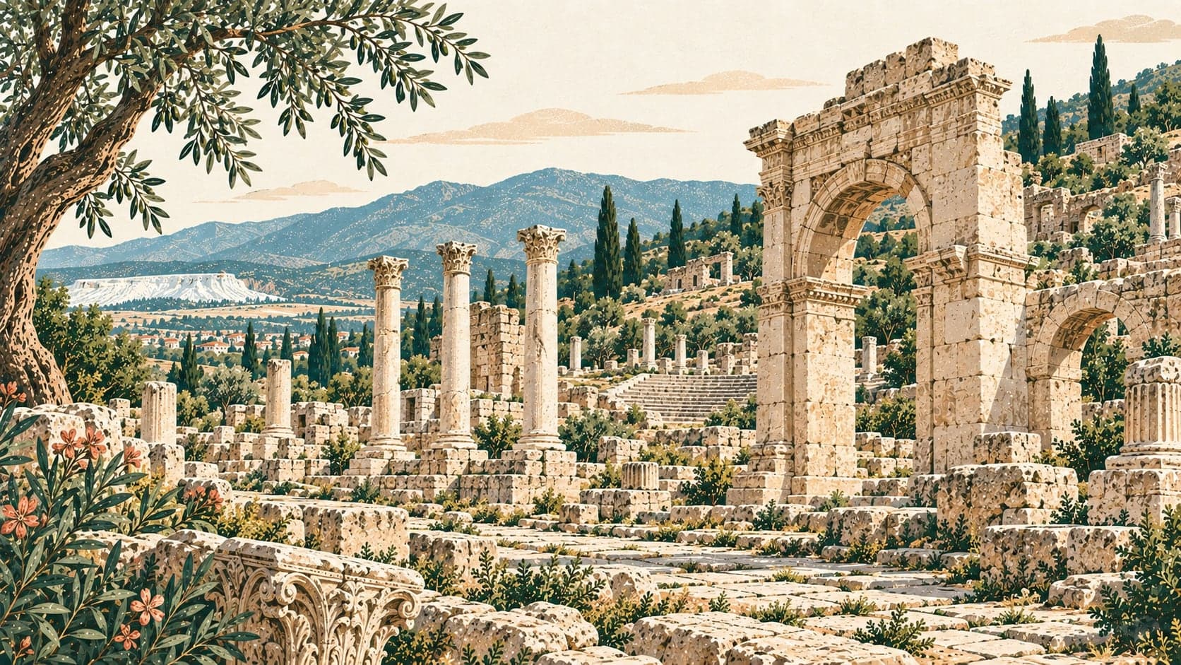 Illustration of Sebastapolis Ancient City, Denizli