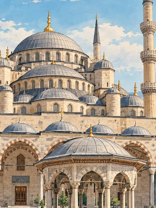 Illustration of Sultan Ahmed Mosque, İstanbul