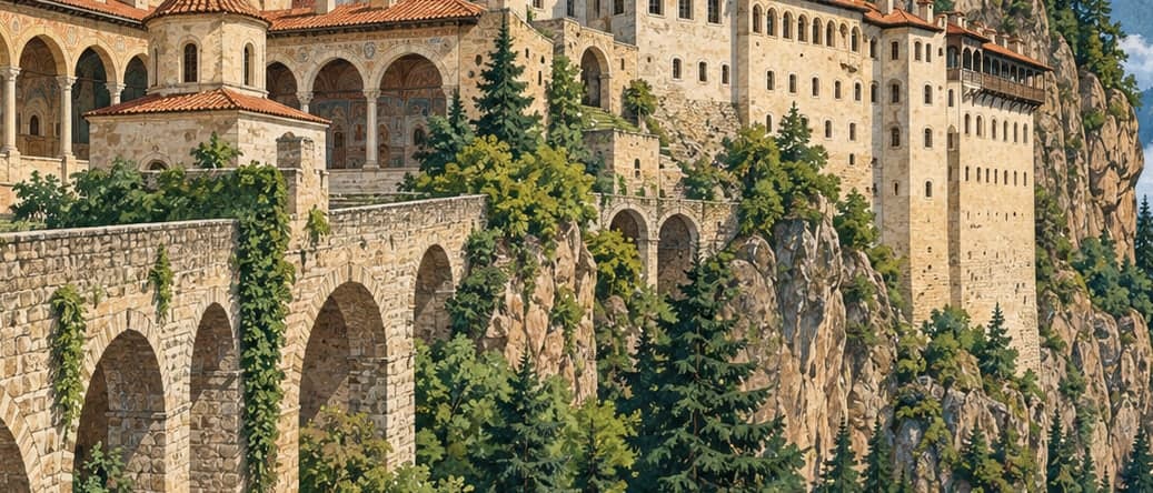 Illustration of Sümela Monastery, Trabzon