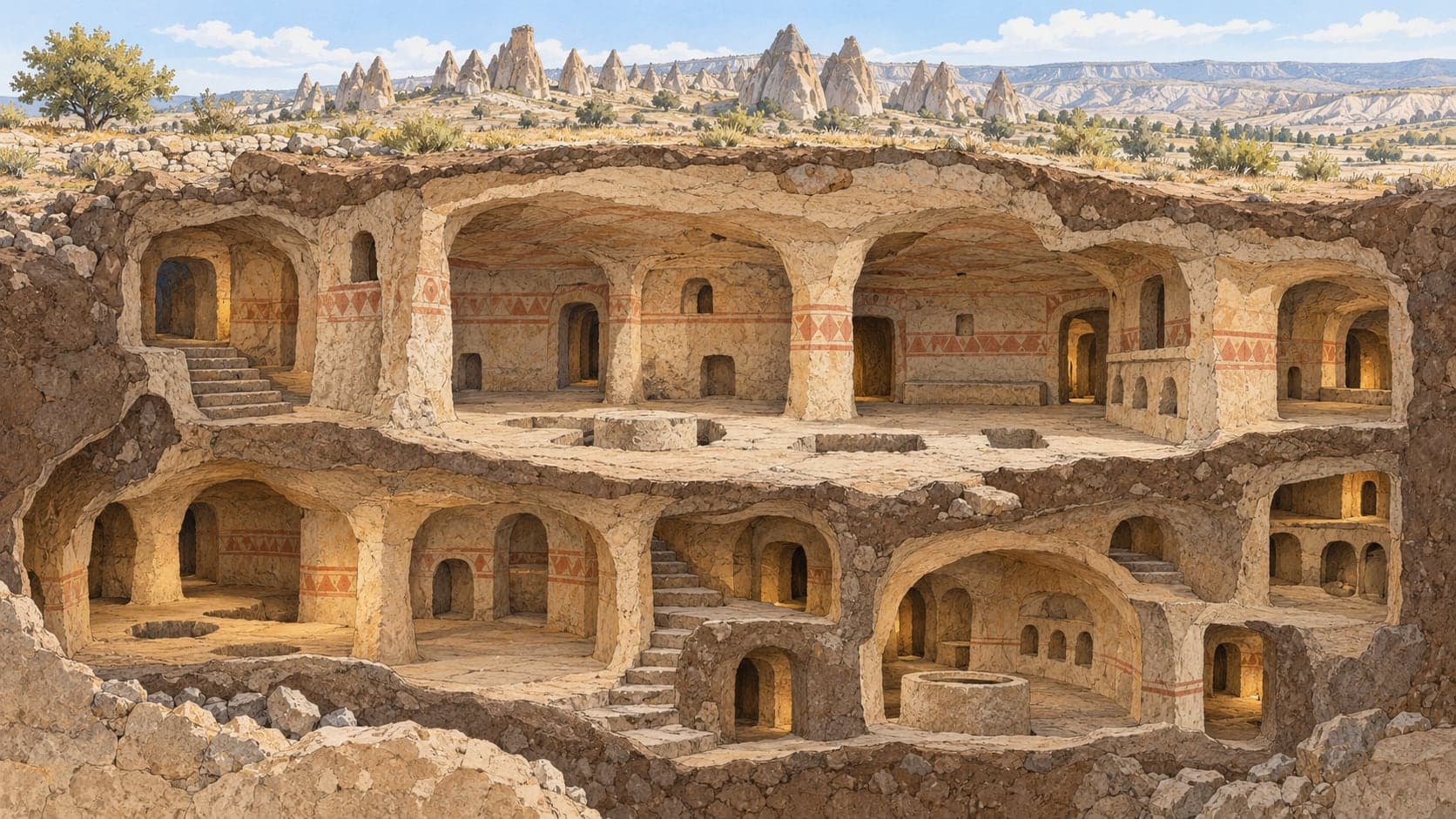 Illustration of Tatlarin Underground City, Nevşehir