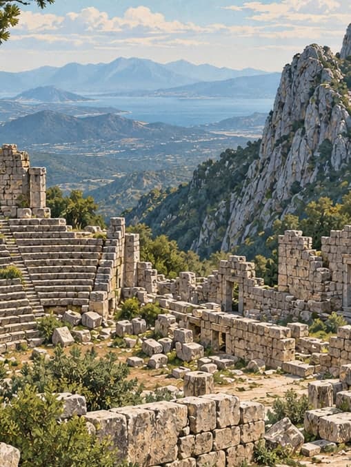 Illustration of Termessos Archaeological Site, Antalya