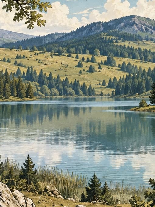 Illustration of Torkul Pond, Düzce