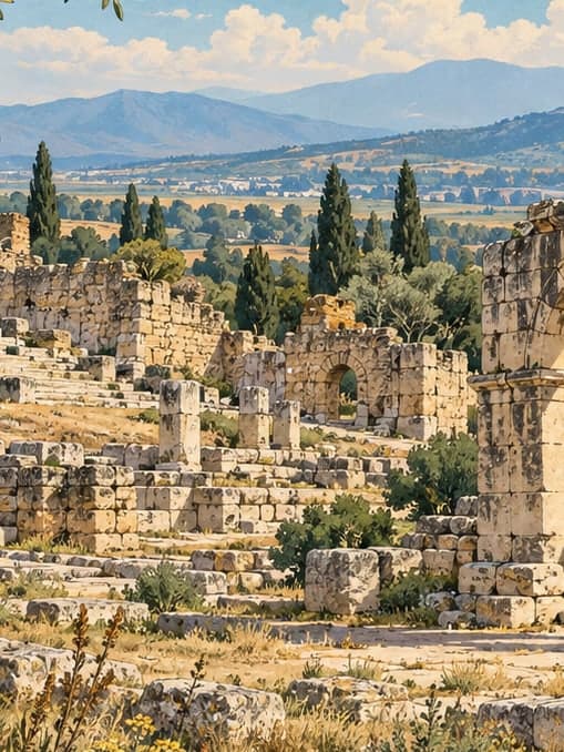 Illustration of Trapezapolis Ancient City, Denizli