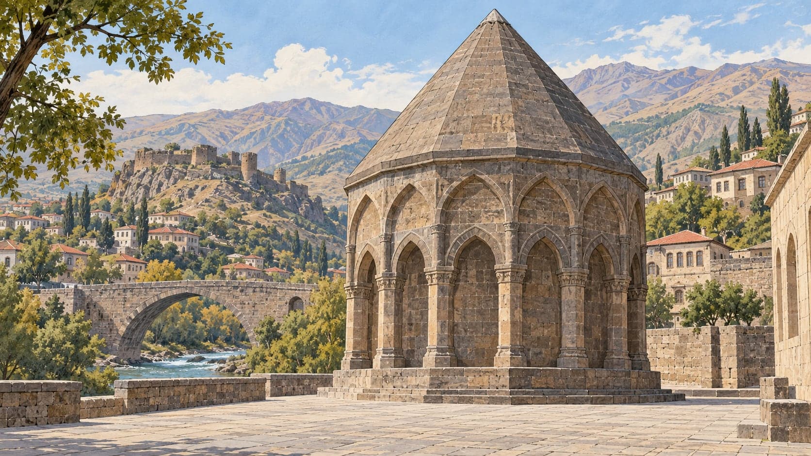Illustration of Usta Şakirt Tomb Tower (Ulu Kümbet), Bitlis
