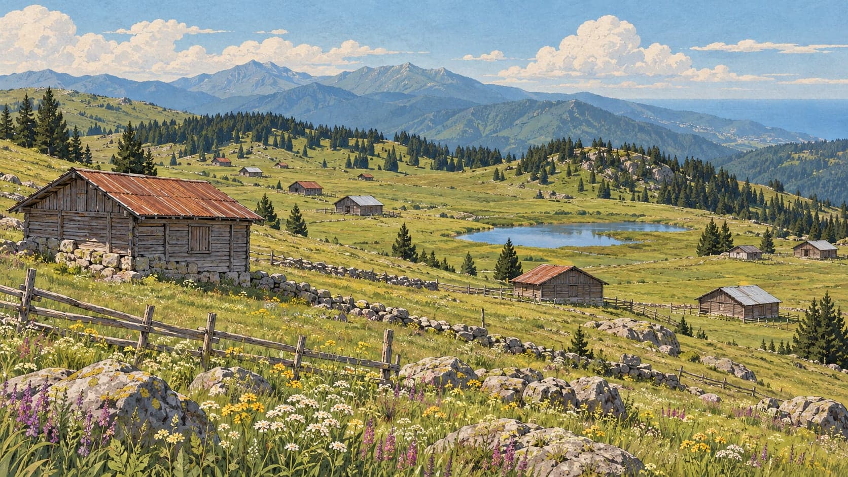 Illustration of Yeşilce and Topçam Plateaus, Ordu