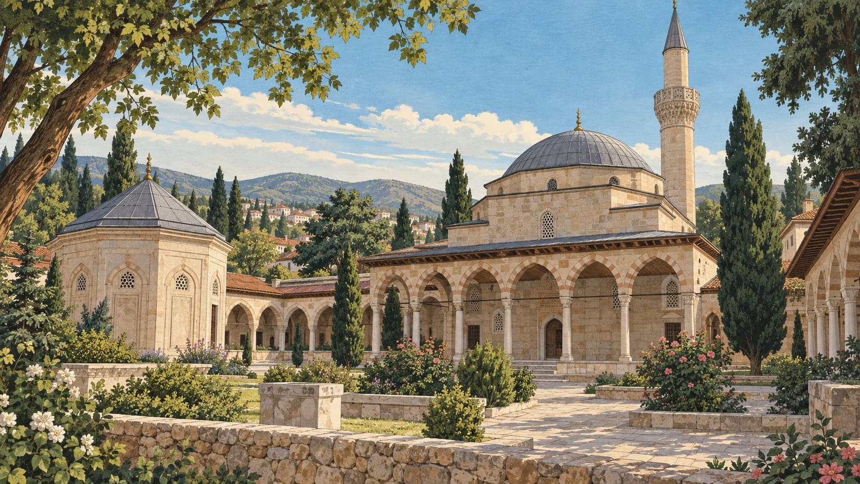Illustration of Yunus Emre Complex and Tomb, Eskişehir
