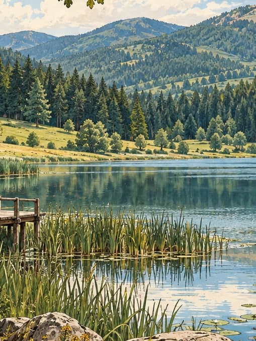 Illustration of Zinav Lake Nature Park, Tokat