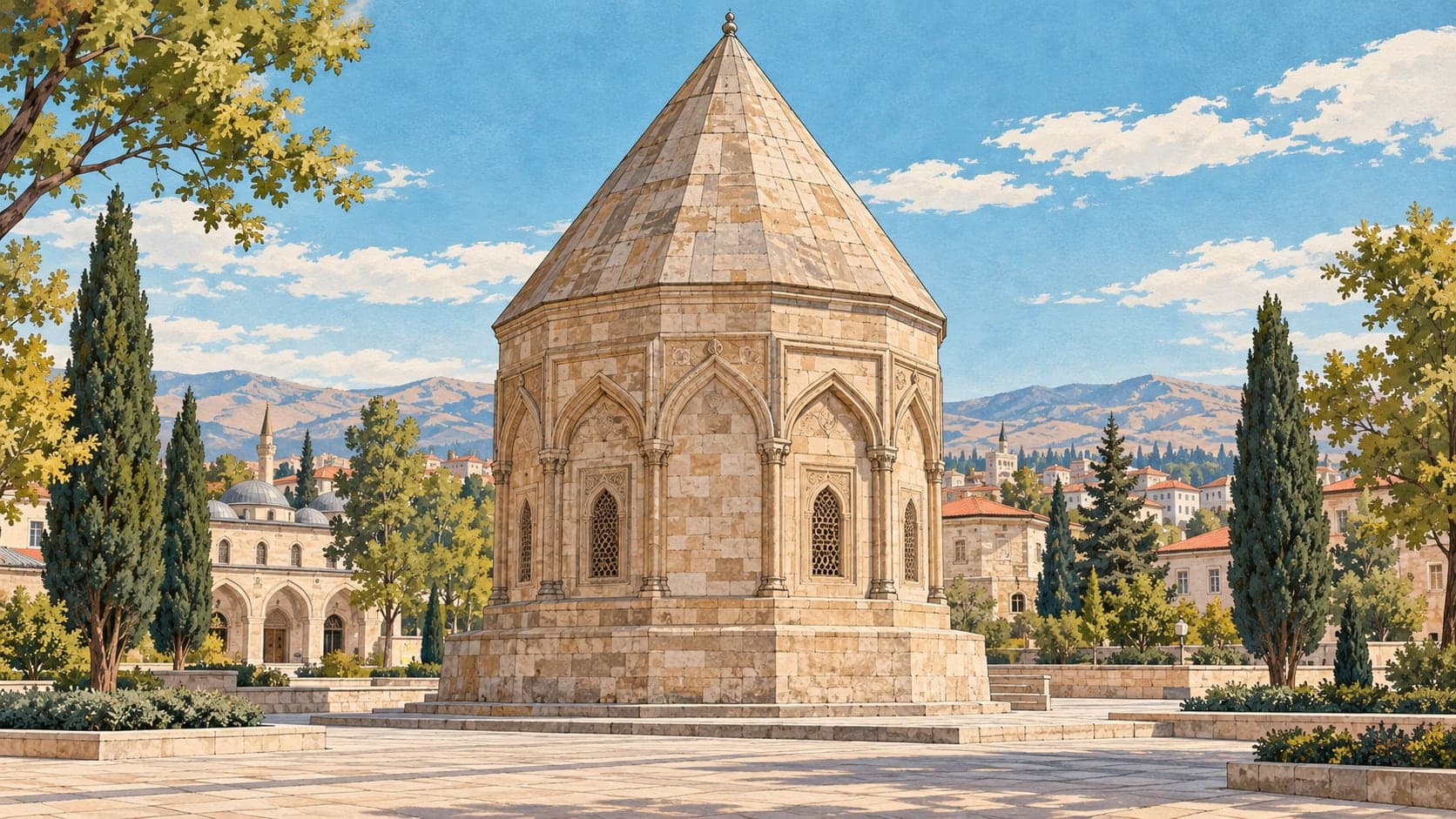 Ahi Emir Ahmed Tomb Tower çizimi, Sivas