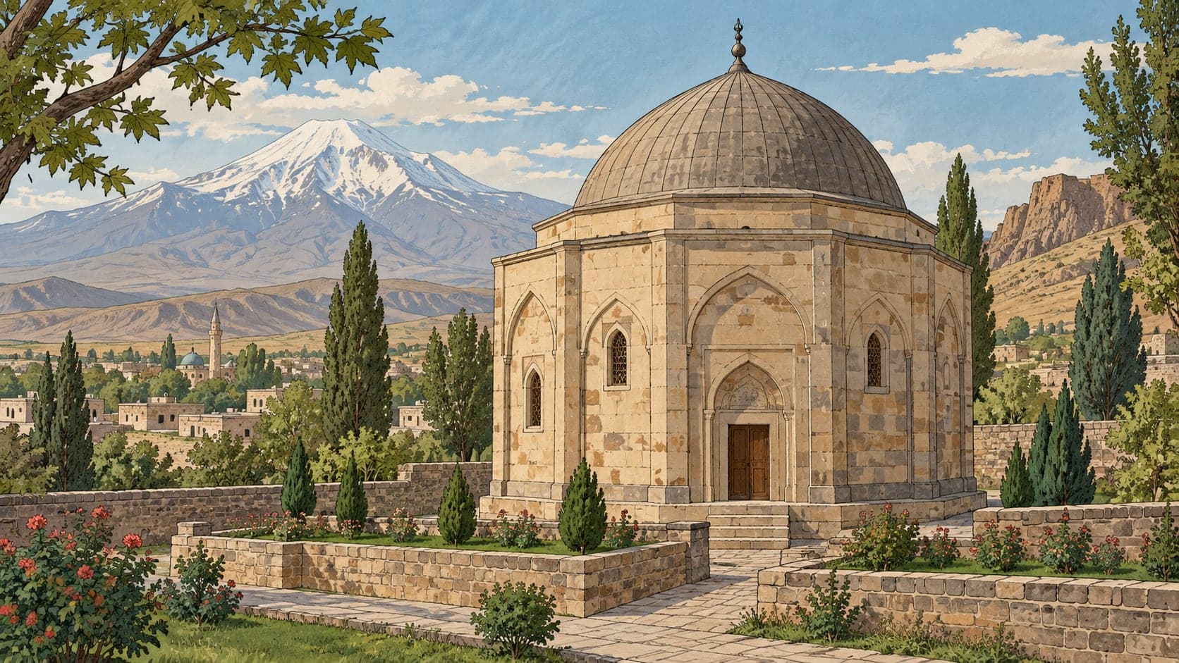 Illustration of Ahmedi Hani Tomb, Ağrı