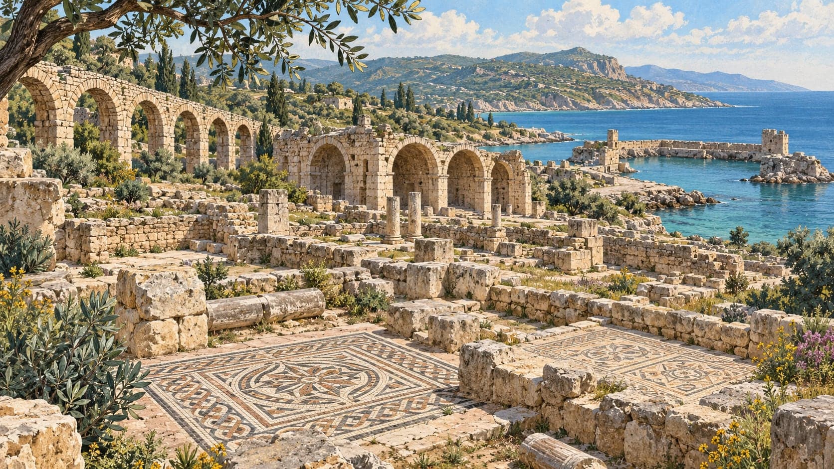 Illustration of Anamorium Archaeological Site, Mersin