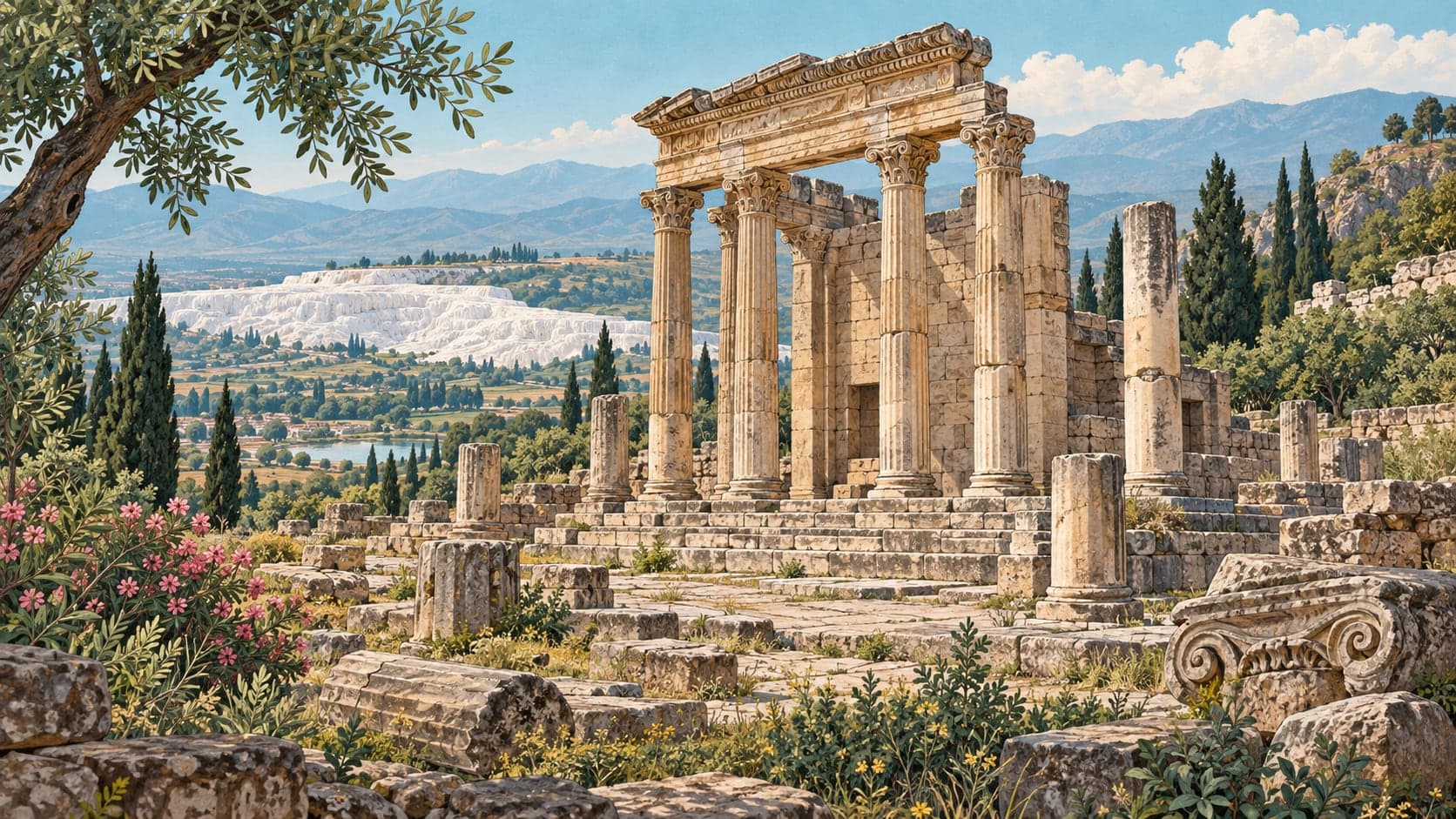Illustration of Apollon Lairbenos Temple, Denizli