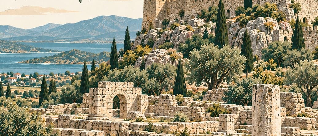 Illustration of Beçin Castle, Muğla