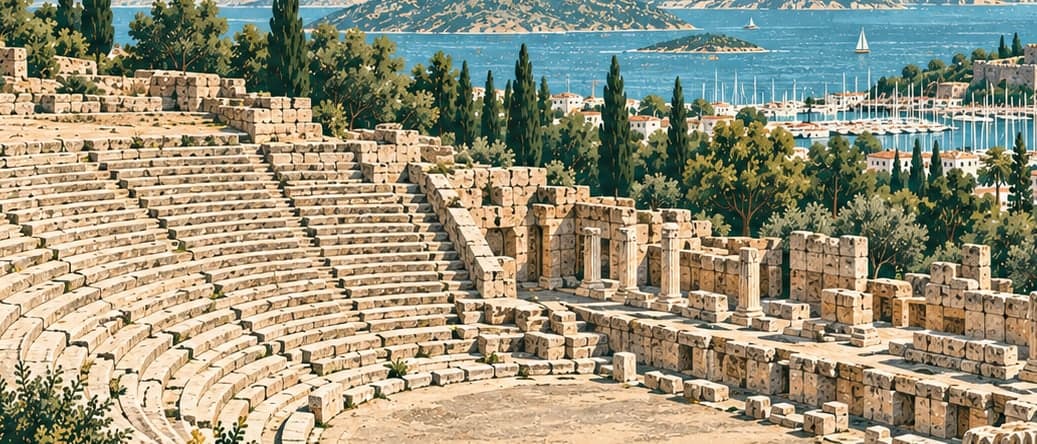 Illustration of Bodrum Antik Tiyatrosu, Muğla