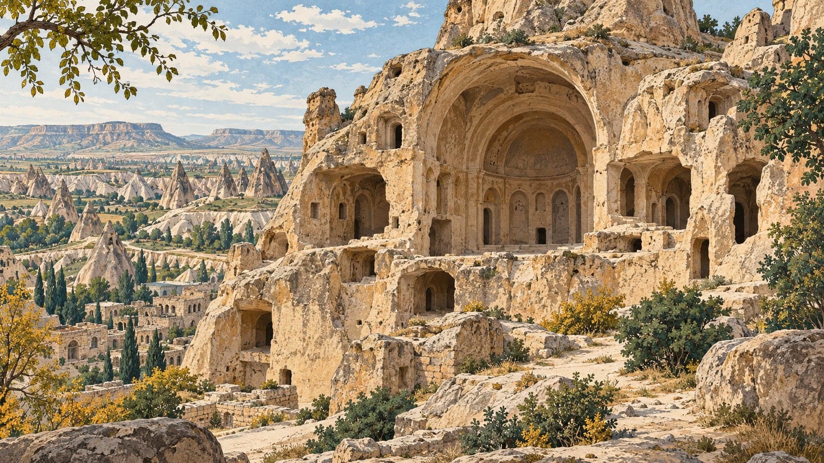 Illustration of Çavuşin Church, Nevşehir