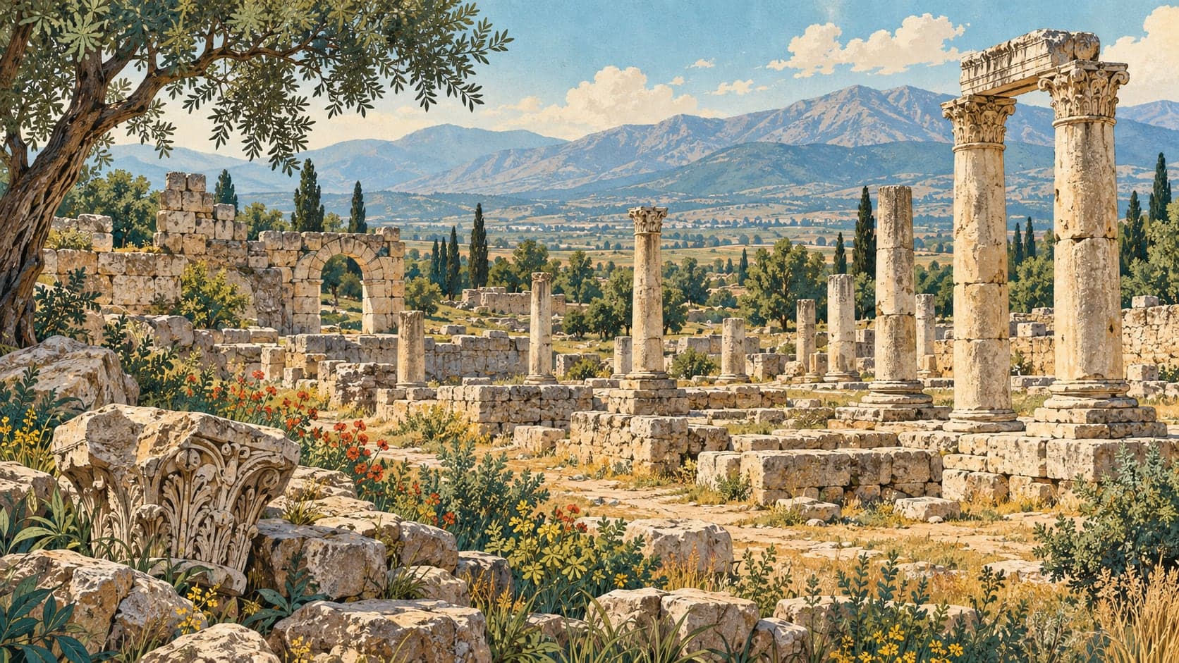 Illustration of Colossae Ancient City, Denizli