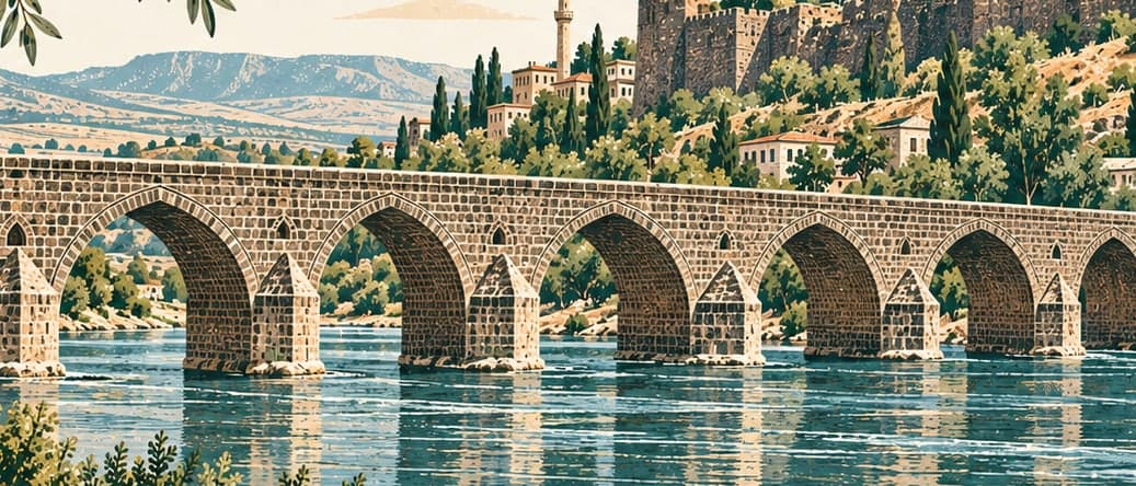 Illustration of Dicle Köprüsü, Diyarbakır