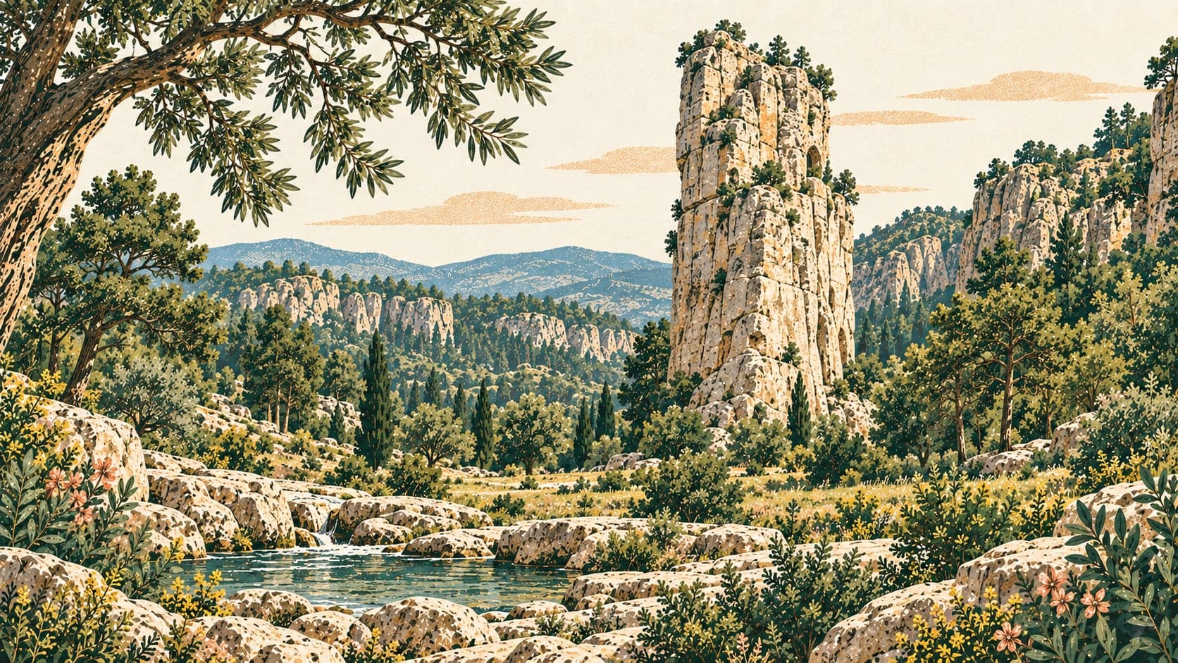 Illustration of Dikilitaş Nature Park, Mersin