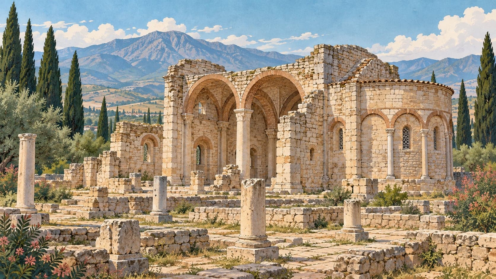 Direkli Church çizimi, Denizli