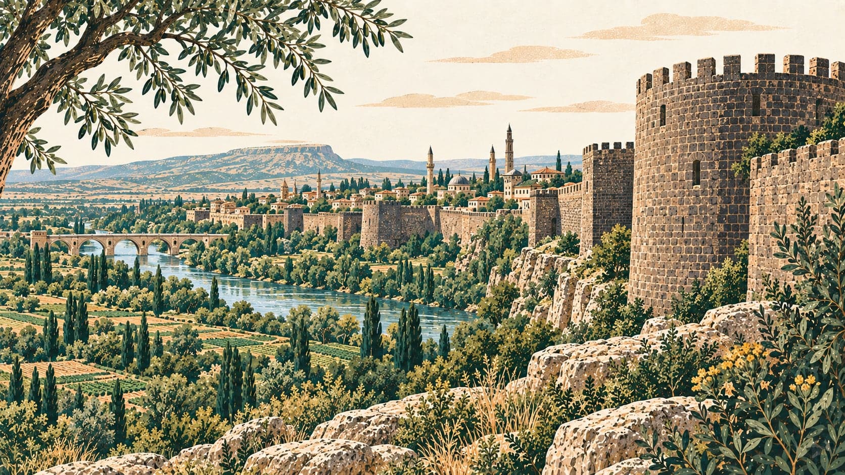 Illustration of Diyarbakır Kalesi ve Hevsel Bahçeleri Kültürel Peyzajı, Diyarbakır