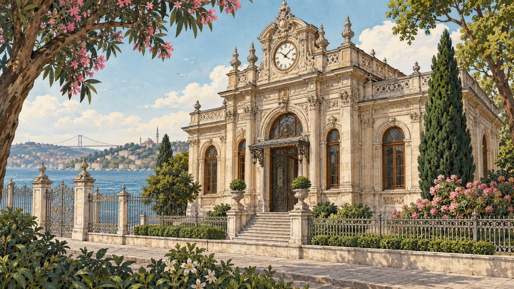 Illustration of Dolmabahçe Clock Museum, İstanbul