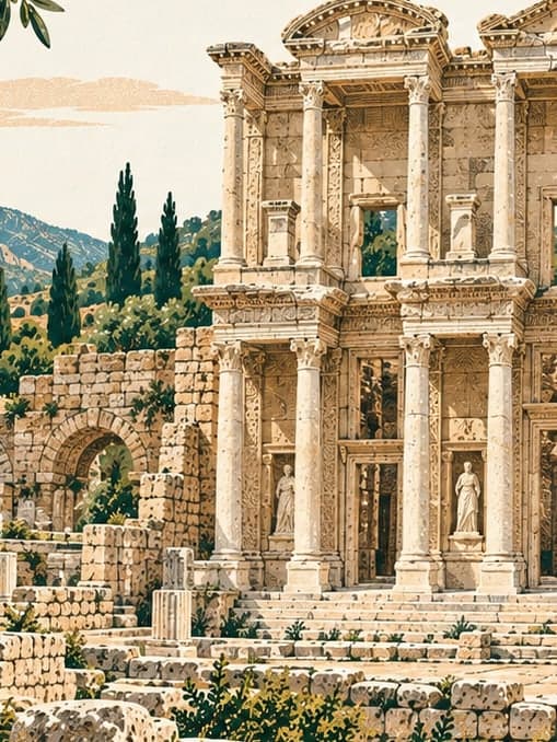 Illustration of Ephesus Archaeological Site, İzmir