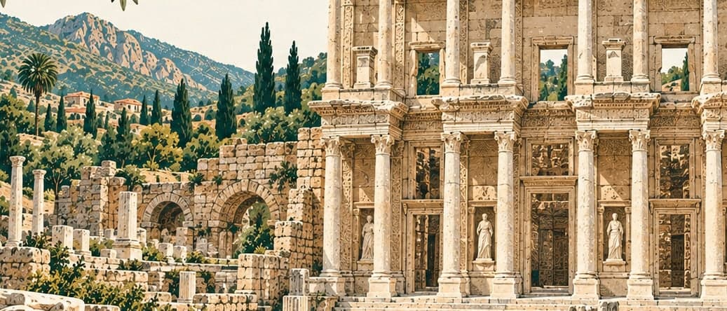 Illustration of Ephesus Archaeological Site, İzmir