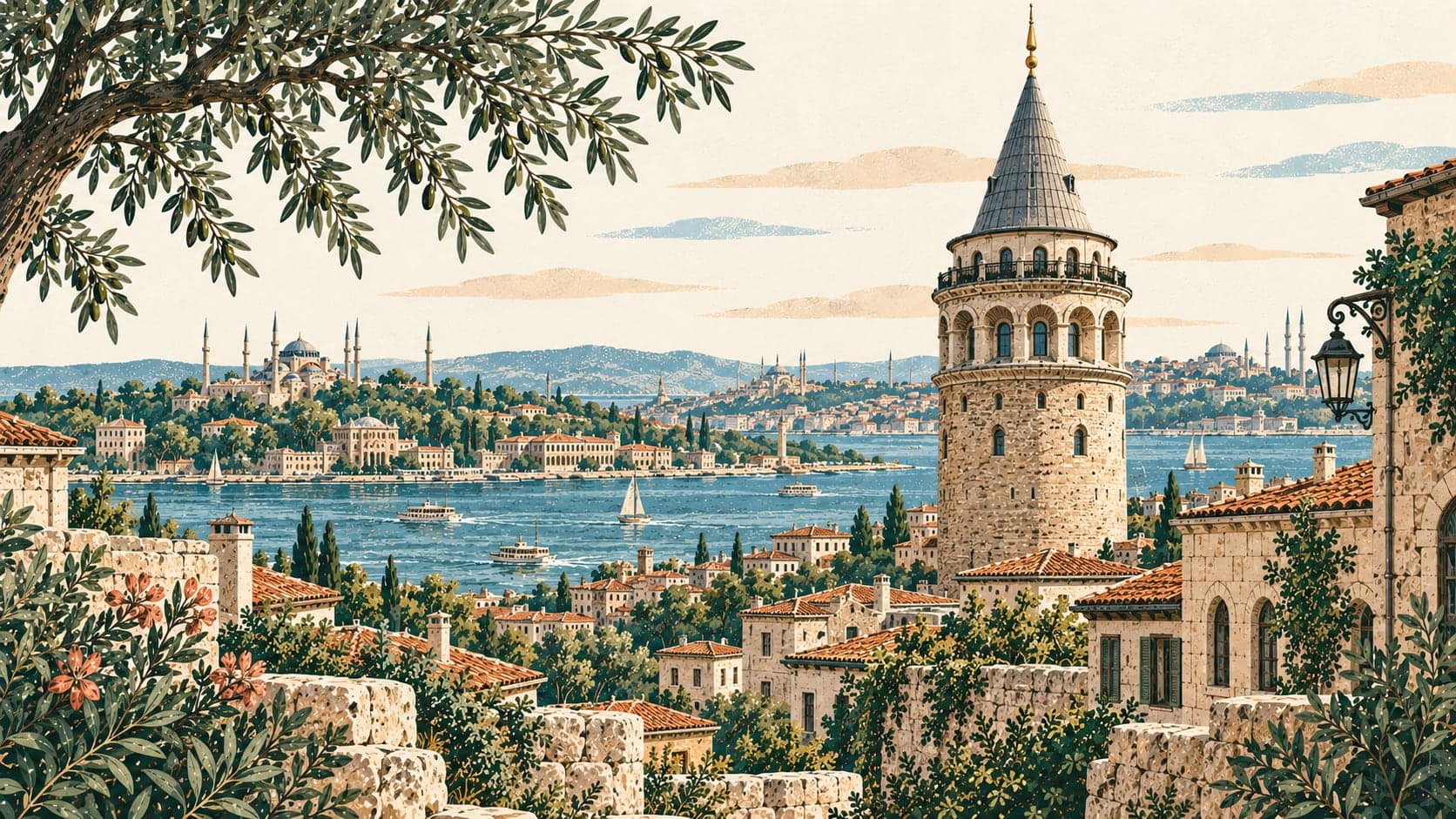 Illustration of Galata Kulesi, İstanbul