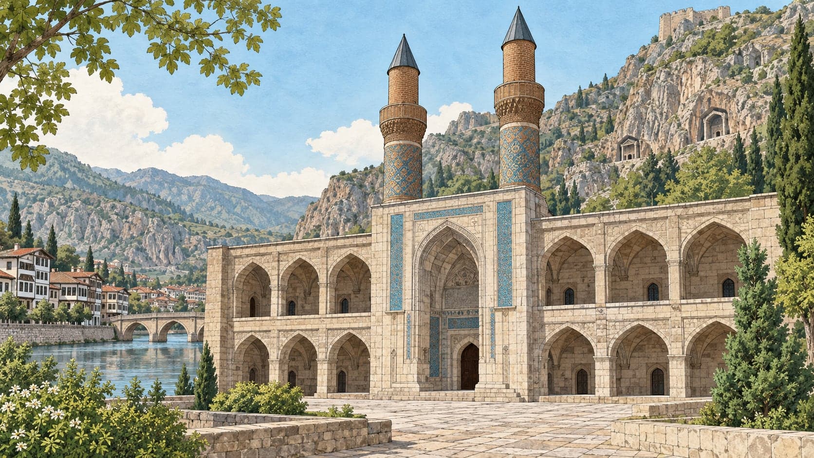 Illustration of Gök Madrasa, Amasya