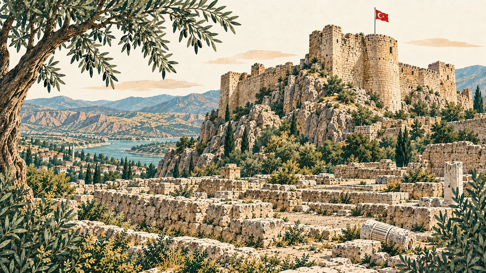 Illustration of Harput Kalesi, Elazığ