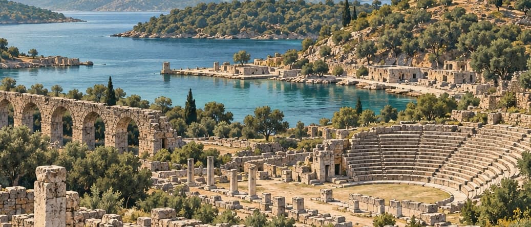 Illustration of İasos Archaeological Site, Muğla
