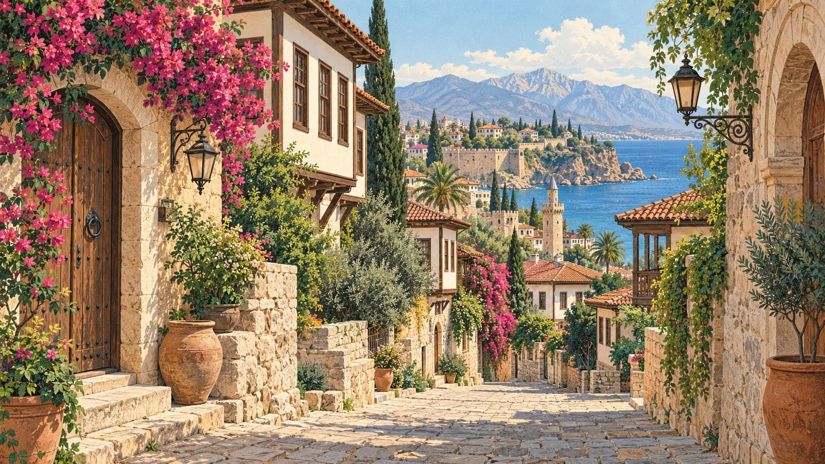 Illustration of Kaleiçi, Antalya